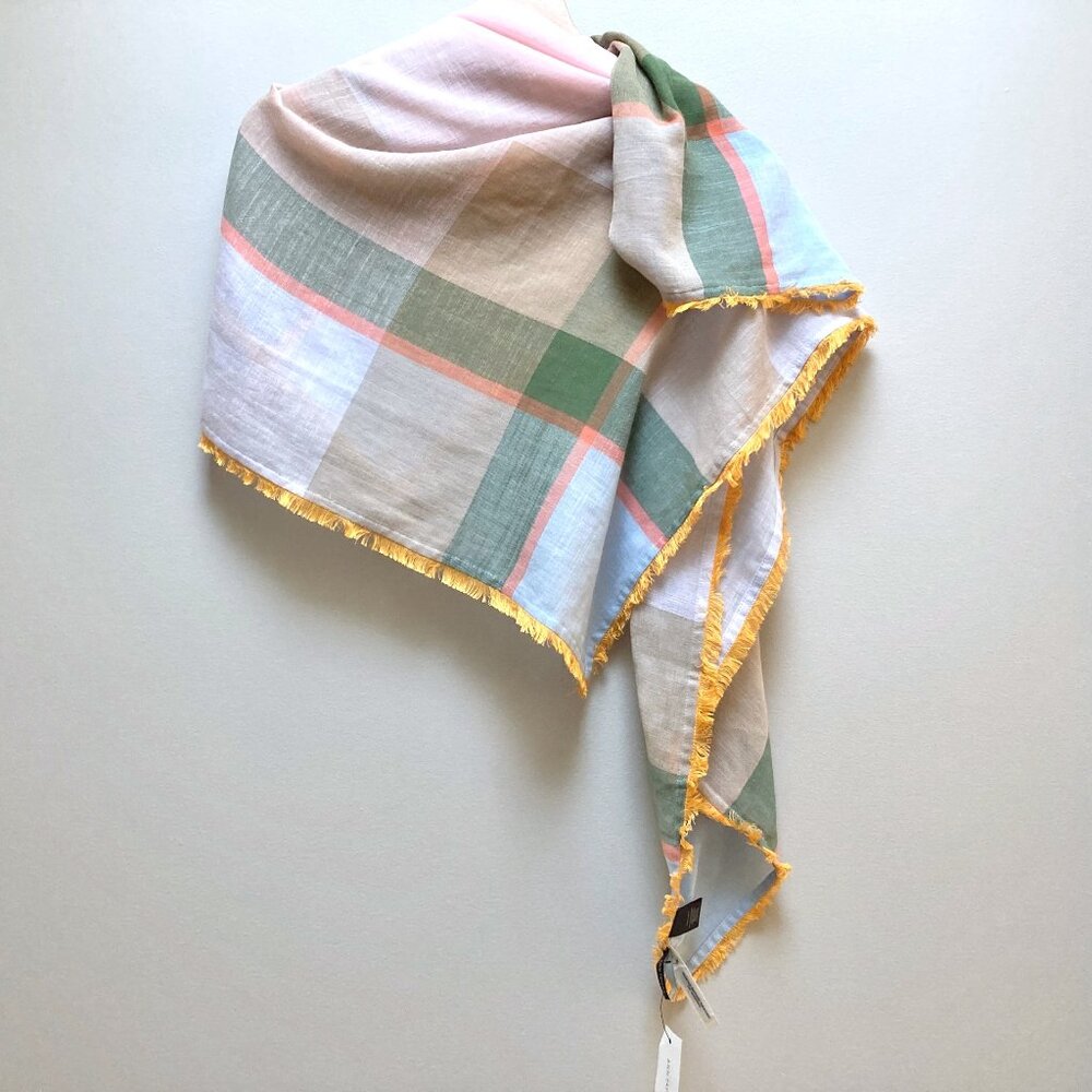 NWT Ann Taylor Colourblock Cotton Scarf - Blue/Green/Pink/Orange/Tan